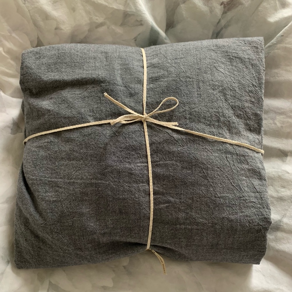 Brand New Muji Washed Cotton Fitted Sheet Dark Blue Full Size